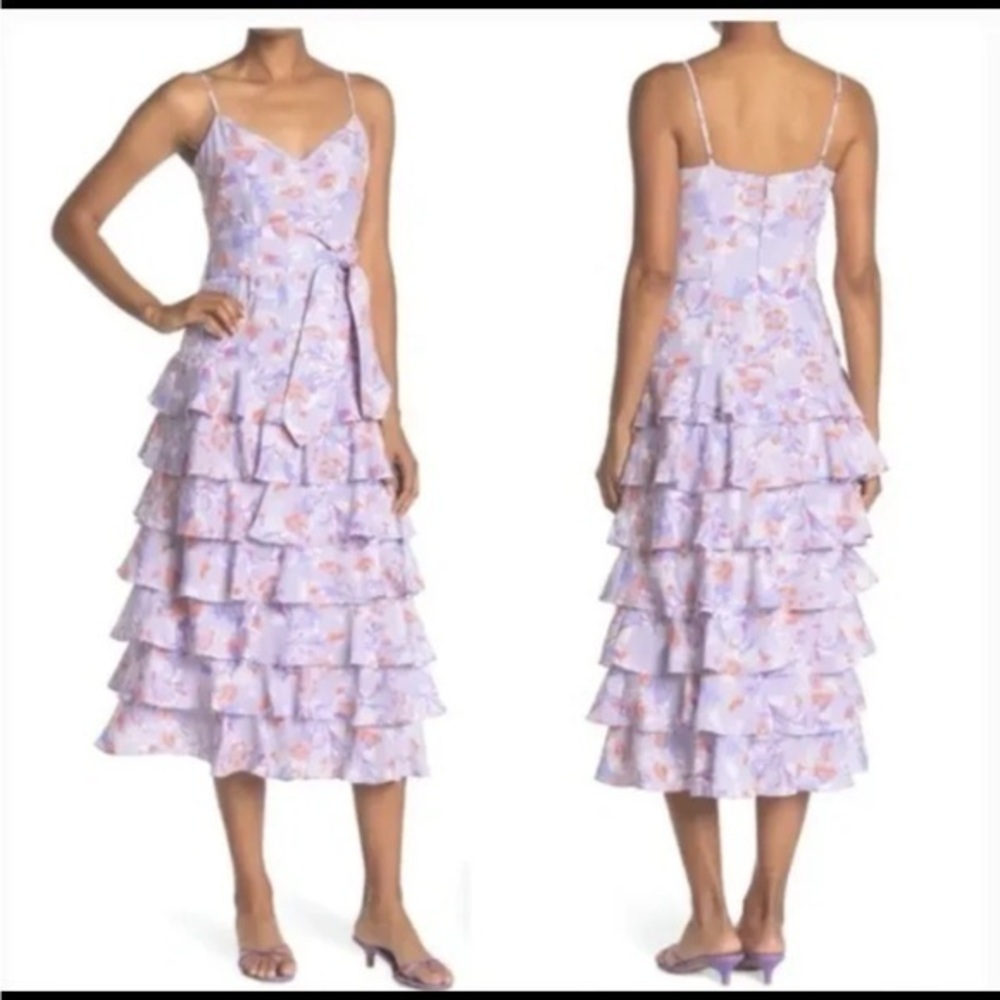 NWT LIKELY ARIELLA PURPLE MULTI FLORAL SLEEVELESS MIDI DRESS SIZE 8